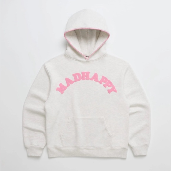 Madhappy Tops - Madhappy Cooper Fleece Hoodie White/Pink
